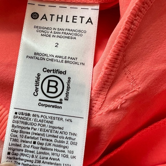 NWOT Athleta Brooklyn Ankle Pants Peach Casual Activewear Athleisure Women’s 2 - Picture 9 of 10